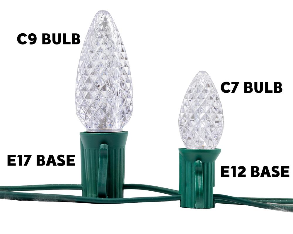 Side-by-side comparison of C9 and C7 bulbs